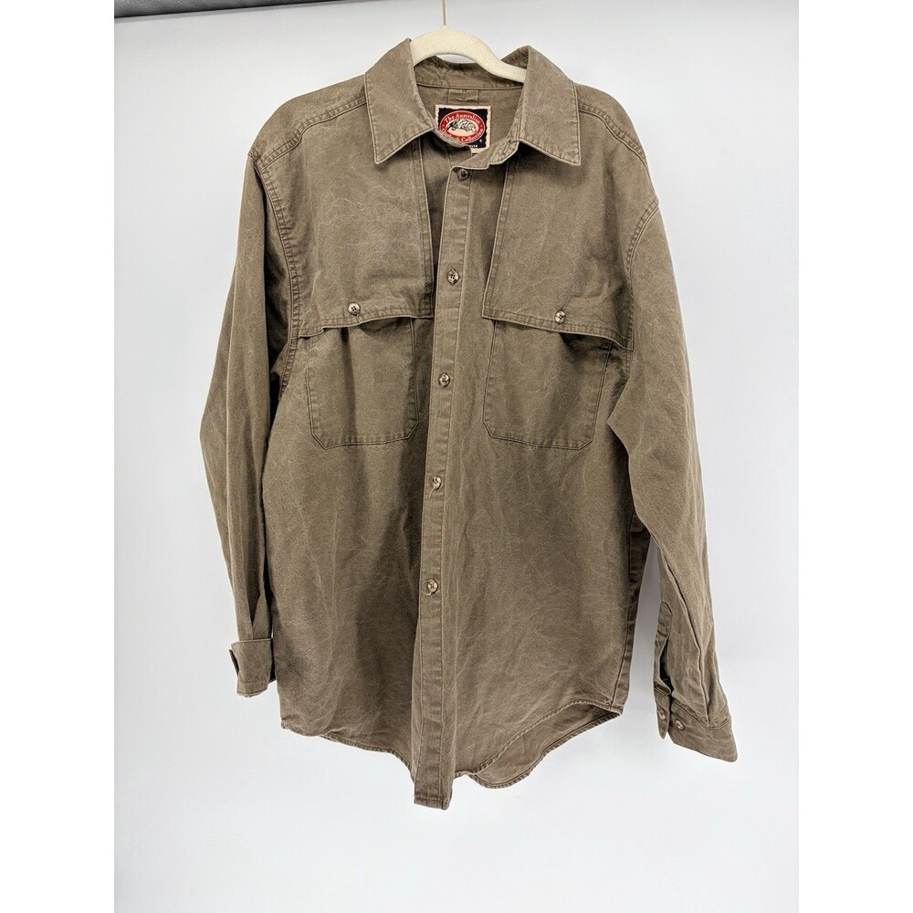 The Australian Outback Collection Cotton Canvas Brown Button Overshirt L Durable